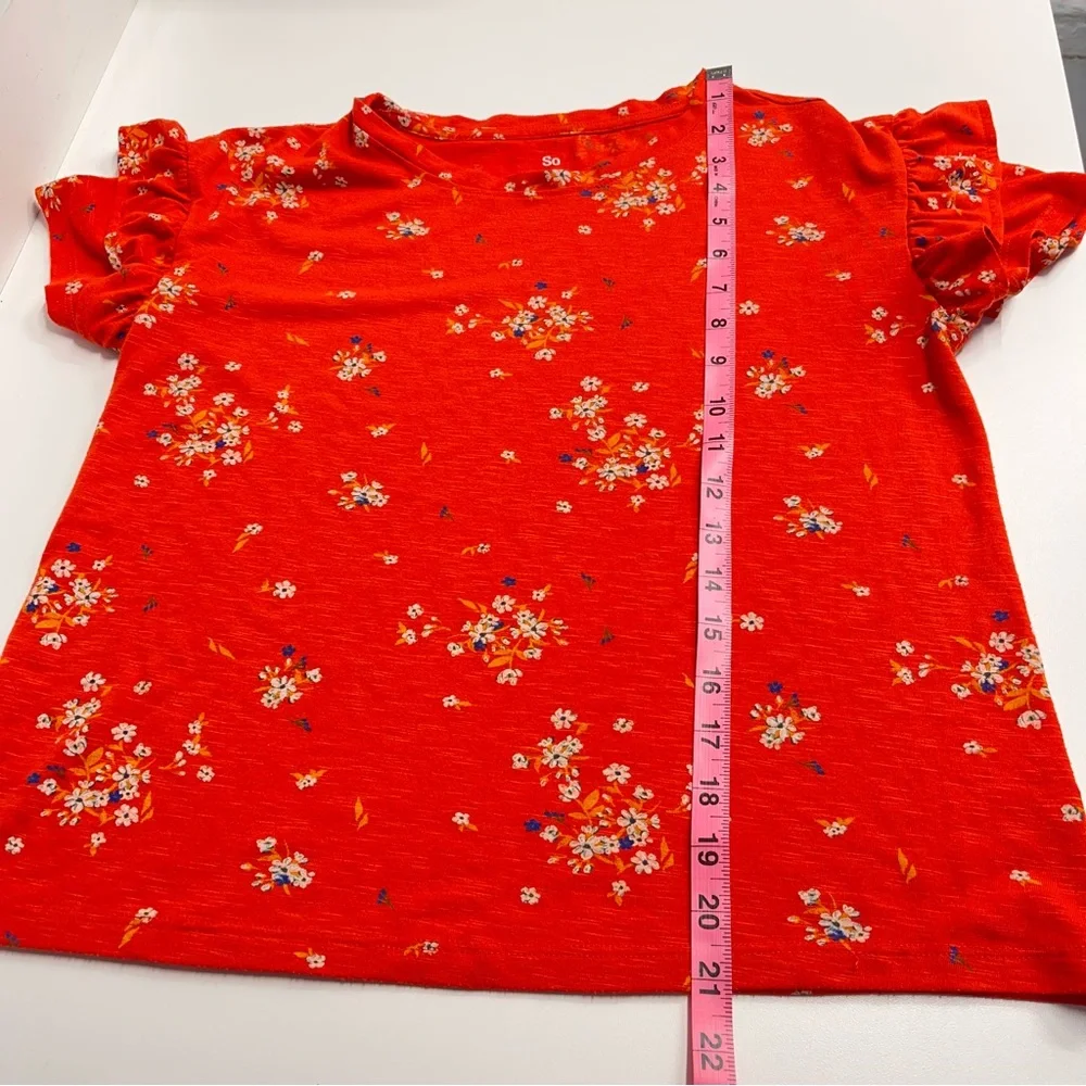Kids‎ Floral Short Sleeve Tee size 14 stretchy ruffle sleeve tshirt